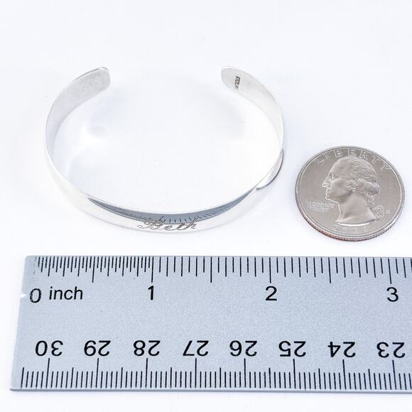 Vintage Sterling Silver 925 “Beth” Engraved Cuff Bracelet 5.75in - Picture 9 of 9